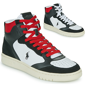 Chaussures Baskets montantes Polo Ralph Lauren POLO CRT HGH-SNEAKERS-HIGH TOP LACE Noir / Blanc / Rouge