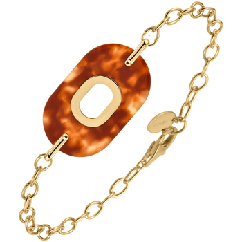 bracelets orusbijoux  bracelet en argent doré ovale et acétate marron 