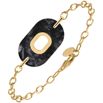 bracelets orusbijoux  bracelet en argent doré ovale et acétate noire anaïs 