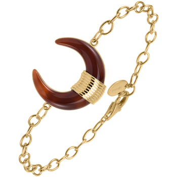 bracelets orusbijoux  bracelet en argent doré forme corne et acétate marron 