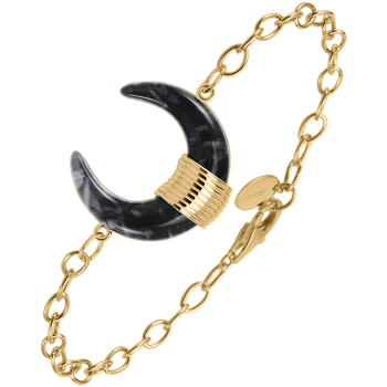bracelets orusbijoux  bracelet en argent doré forme corne et acétate noire 