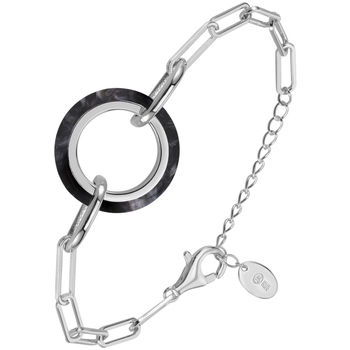 bracelets orusbijoux  bracelet en argent rond et acétate écaille noire anaïs 