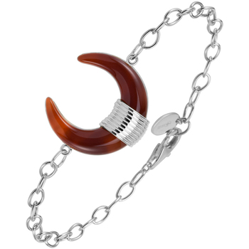 bracelets orusbijoux  bracelet en argent forme corne et acétate marron 