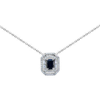 Montres & Bijoux Femme Colliers / Sautoirs Brillaxis Collier or blanc 18 carats saphir diamants Blanc