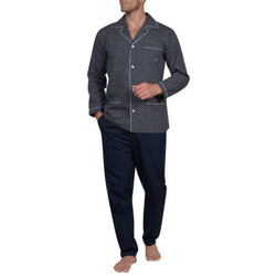 Vêtements Homme Pyjamas / Chemises de nuit Mariner Pyjama long ouvert en popeline pur coton Bleu