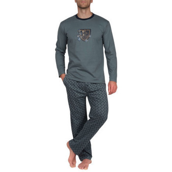 Vêtements Homme Pyjamas / Chemises de nuit Mariner Pyjama long col rond en pur coton peigné Gris