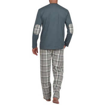 Mariner Pyjama en pur coton peigné col boutons et bas en flanelle Gris