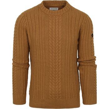 sweat-shirt no excess  pull mix laine en tricot marron 