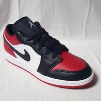 Chaussures Homme Baskets basses Nike Air Jordan 1 Low Bred Toe - 553558-612 - Taille : 41 FR Rouge