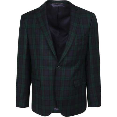 Vêtements Homme Vestes / Blazers Suitable Prestige Veston Laine A Carreaux Marine Vert Vert