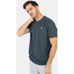 Semi-fitted shirt is fabricated from a stretch cotton knit