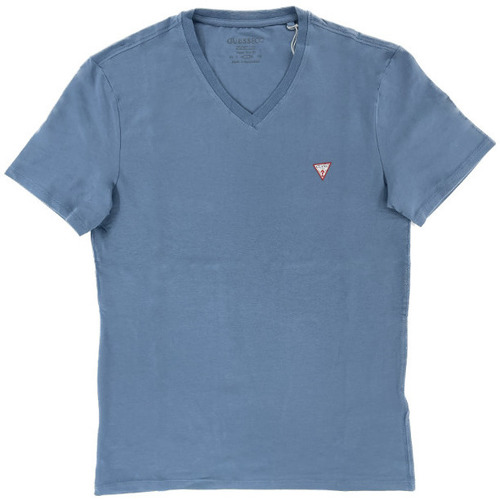 Vêtements Homme T-shirts manches courtes Guess - T-shirt col v - bleu indigo Bleu