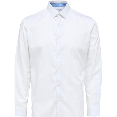 Vêtements Homme Chemises manches longues Selected Chemise coton biologique cintrée Blanc