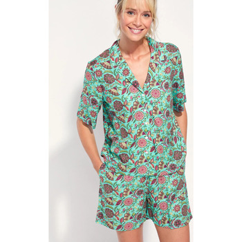 Vêtements Femme Pyjamas / Chemises de nuit Tony & Paulkong Chemise pyjama fluide Ecovero KINNAUR Bleu
