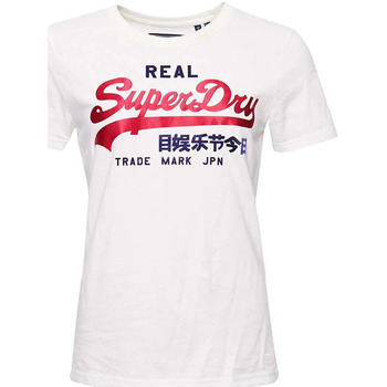 Vêtements Femme T-shirts manches courtes Superdry satin Vintage Logo Duo Blanc