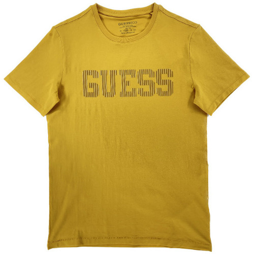 Vêtements Homme T-shirts manches courtes Guess - T-shirt col rond - jaune orangé Jaune