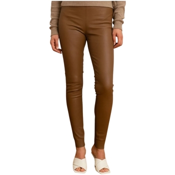 pantalon oakwood  pantalon legging en cuir femme  ref 57907 0510 fauve 