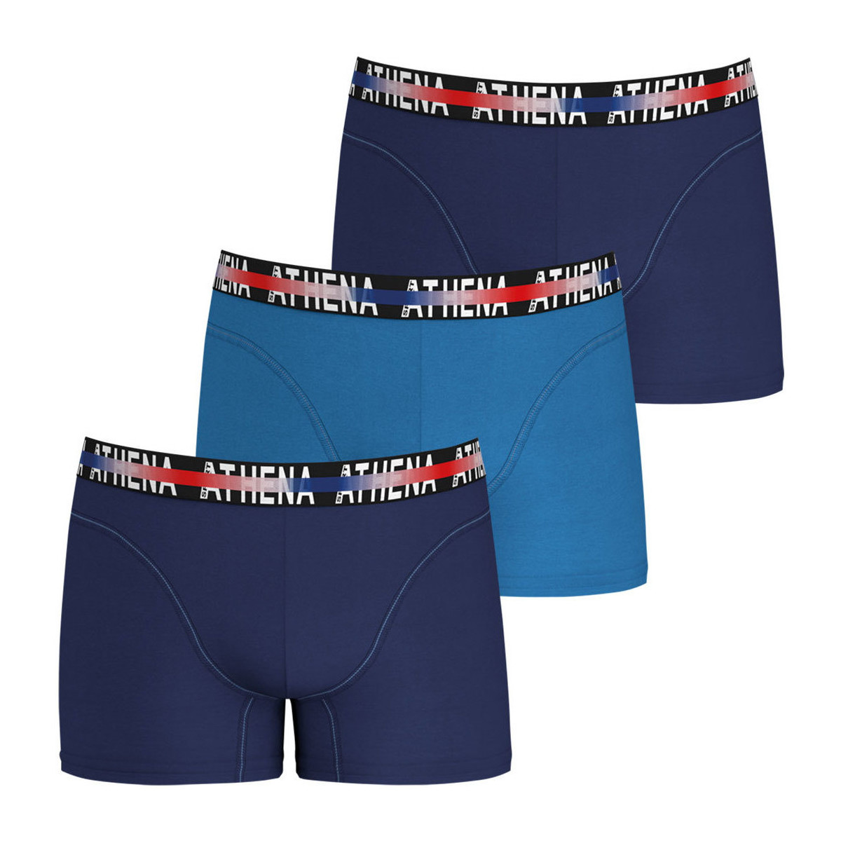 Sous-vêtements Homme Boxers Athena Lot de 3 boxers homme Endurance 24H Bleu