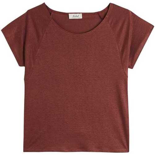 Vêtements Femme T-shirts manches courtes office-accessories Kids polo-shirts pens key-chains Fragrance T-shirt col rond femme lin Bordeaux