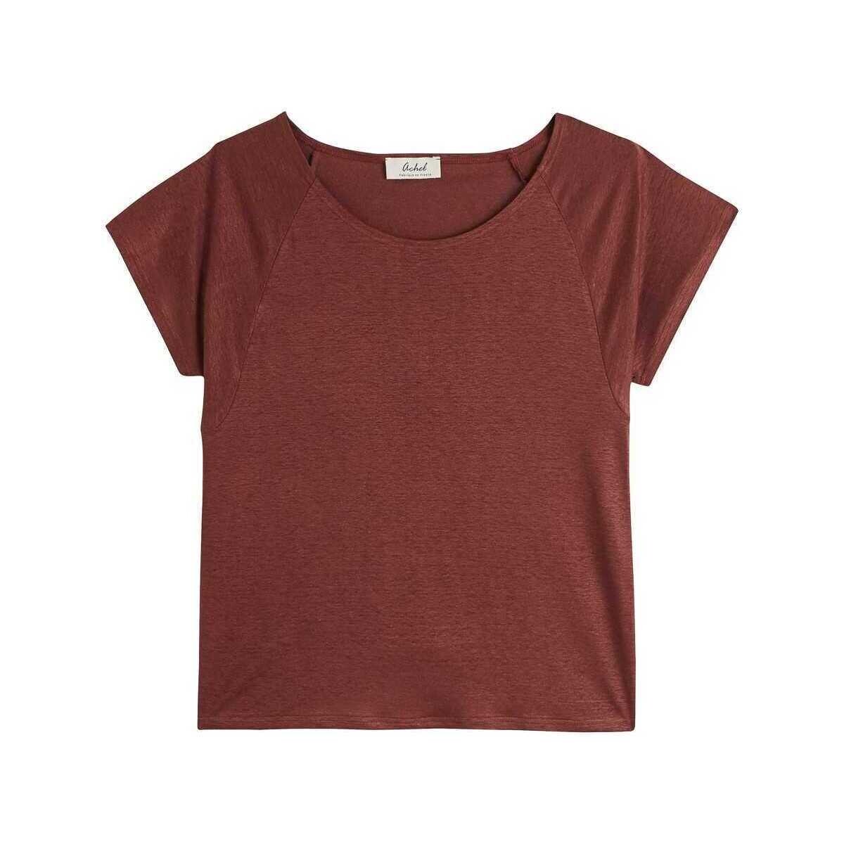 Vêtements Femme T-shirts manches courtes Achel Par Lemahieu T-shirt col rond femme lin Bordeaux