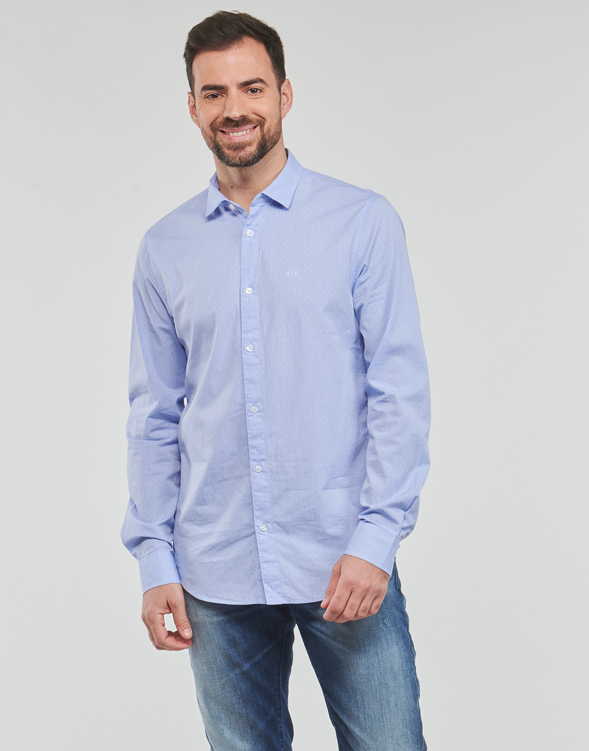 Vêtements Homme Chemises manches longues WZOREM Armani Exchange 3RZC36 Bleu Ciel