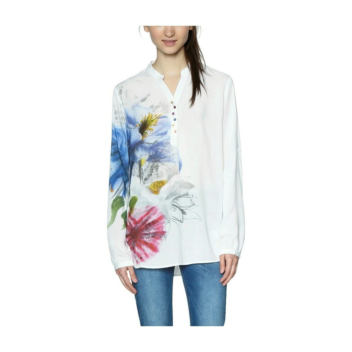 Vêtements Femme Chemises / Chemisiers Desigual T Shirt Jaipur India Blanc 18SWBWBL (rft) Blanc