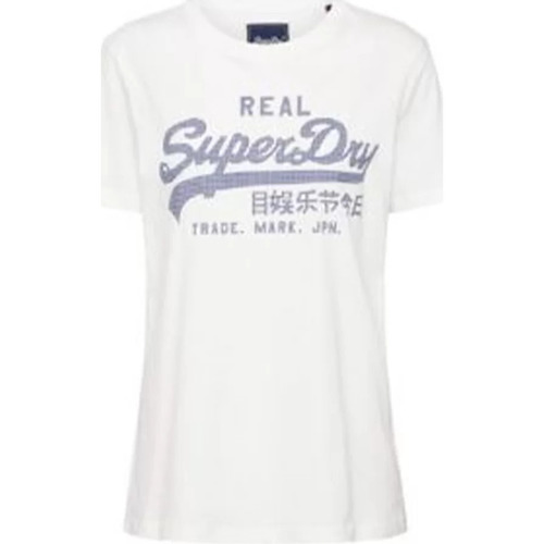 Vêtements Femme T-shirts Coach manches courtes Superdry Vichy vintage logo Blanc