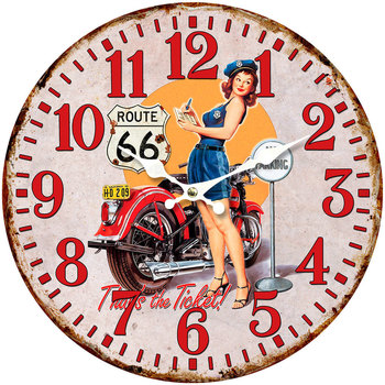 Maison & Déco Horloges Signes Grimalt Horloge Murale De La Route 66 Rouge