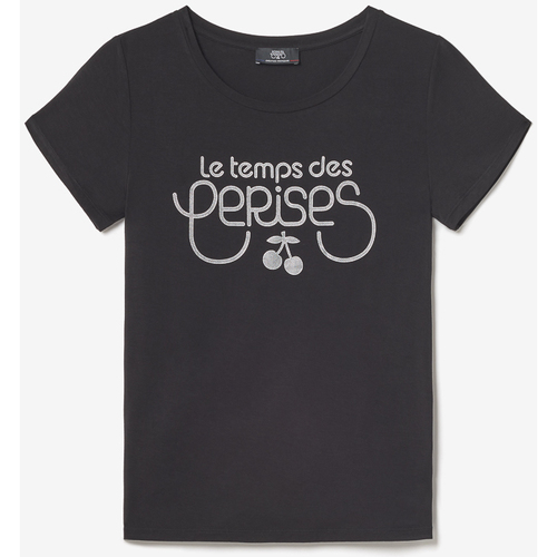 Le Temps des Cerises T-shirt bi-matière domi noir imprimé Noir - Vêtements T -shirts & Polos Femme 22,00 €