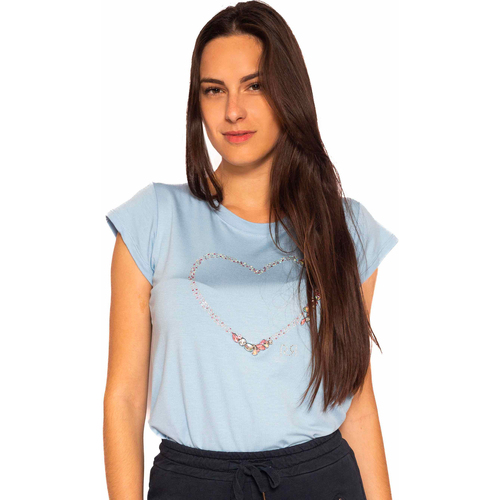 Vêtements Femme Les Tropéziennes par M Be Rinascimento T-Shirt  Coeur Glitter CFC0108763003 Bleu