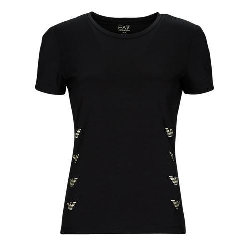 Vêtements Femme T-shirts manches courtes Emporio ARMANI Slides EA7 3RTT08-TJDZZ Noir / Doré