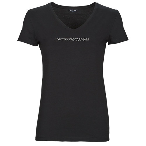 Vêtements Femme T-shirts manches courtes Emporio embroidered Armani T-SHIRT V NECK Noir