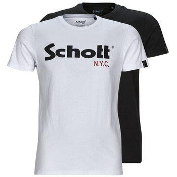 Vêtements Homme Citrouille et Compagnie Schott TS 01 MC LOGO PACK X2 Noir / Blanc