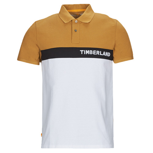 Vêtements Homme Polos manches courtes Timberland SS MILLERS RIVER COLOURBLOCK POLO REG Camel / Blanc