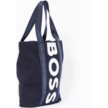 BOSS Cabas en tissu avec logo vertical Bleu