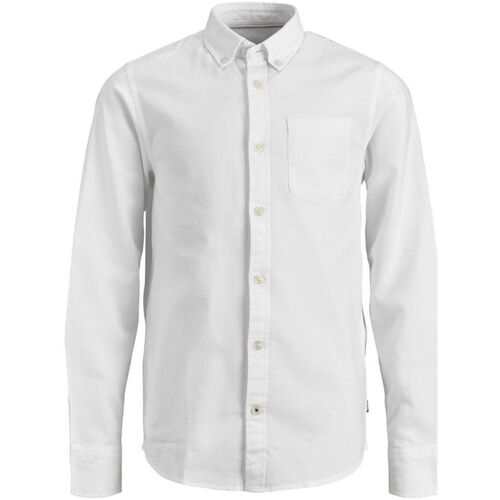 Vêtements Garçon Chemises manches longues Jack & Jones 12183229 JJEOXFORD SHIRT-WHITE Blanc