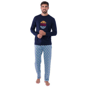 Vêtements Homme Pyjamas / Chemises de nuit Achile Pyjama long avec jogging en pur coton 1986 Bleu