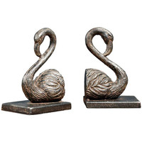 Maison & Déco Statuettes et figurines Chehoma Serre-livres cygnes fonte 16x9x22cm Marron patiné