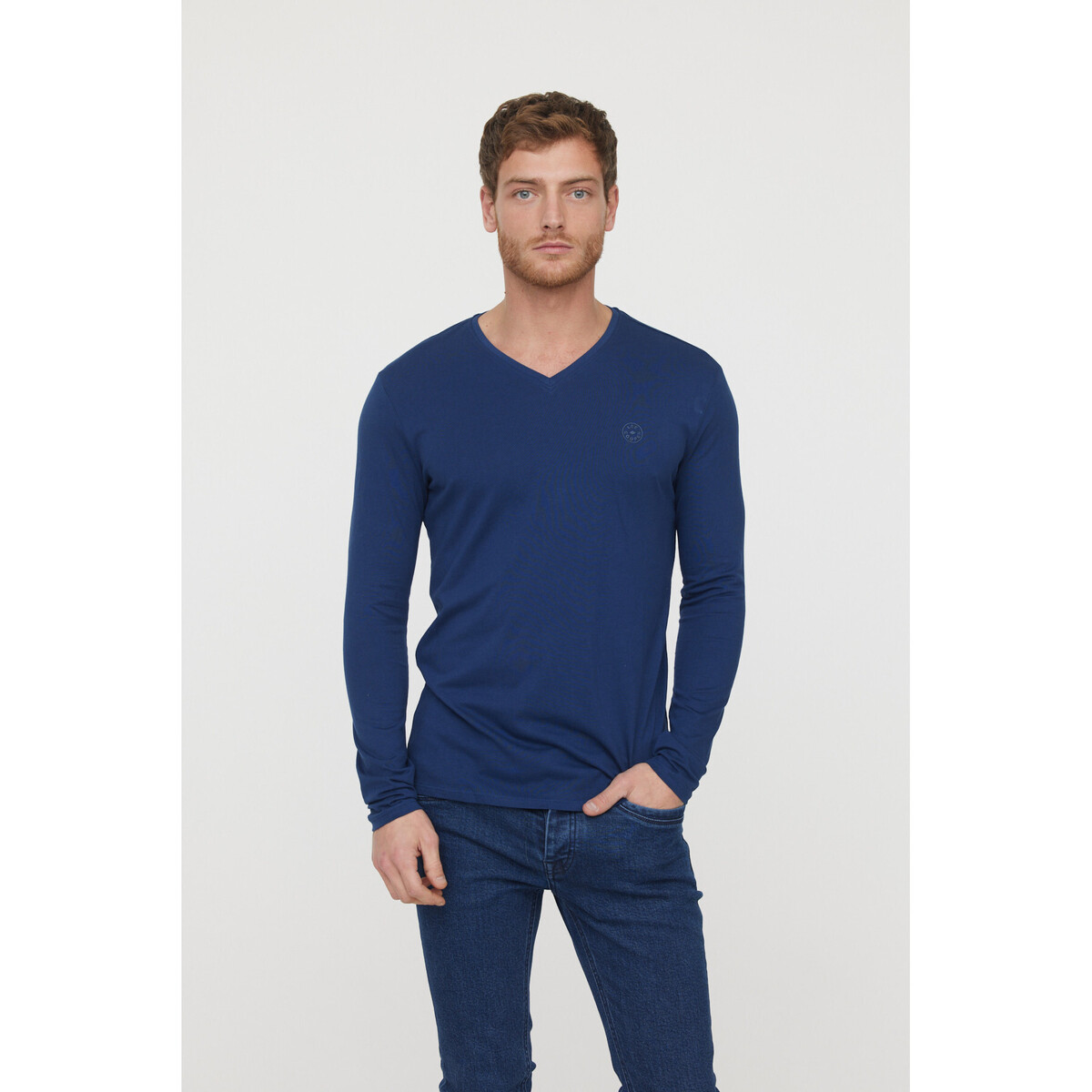 Vêtements Homme hoodie with screen print T-shirt Ajessy Gris Chiné ML Bleu