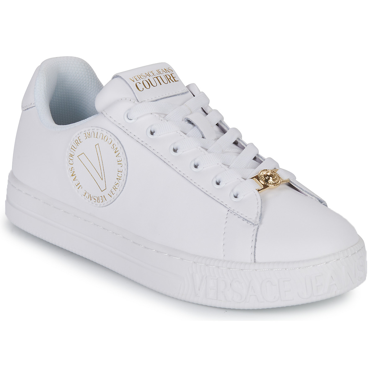 Chaussures Femme Baskets basses Versace Jeans Couture logo sliders in white 74VA3SK3 Tiki Lounger Shorts
