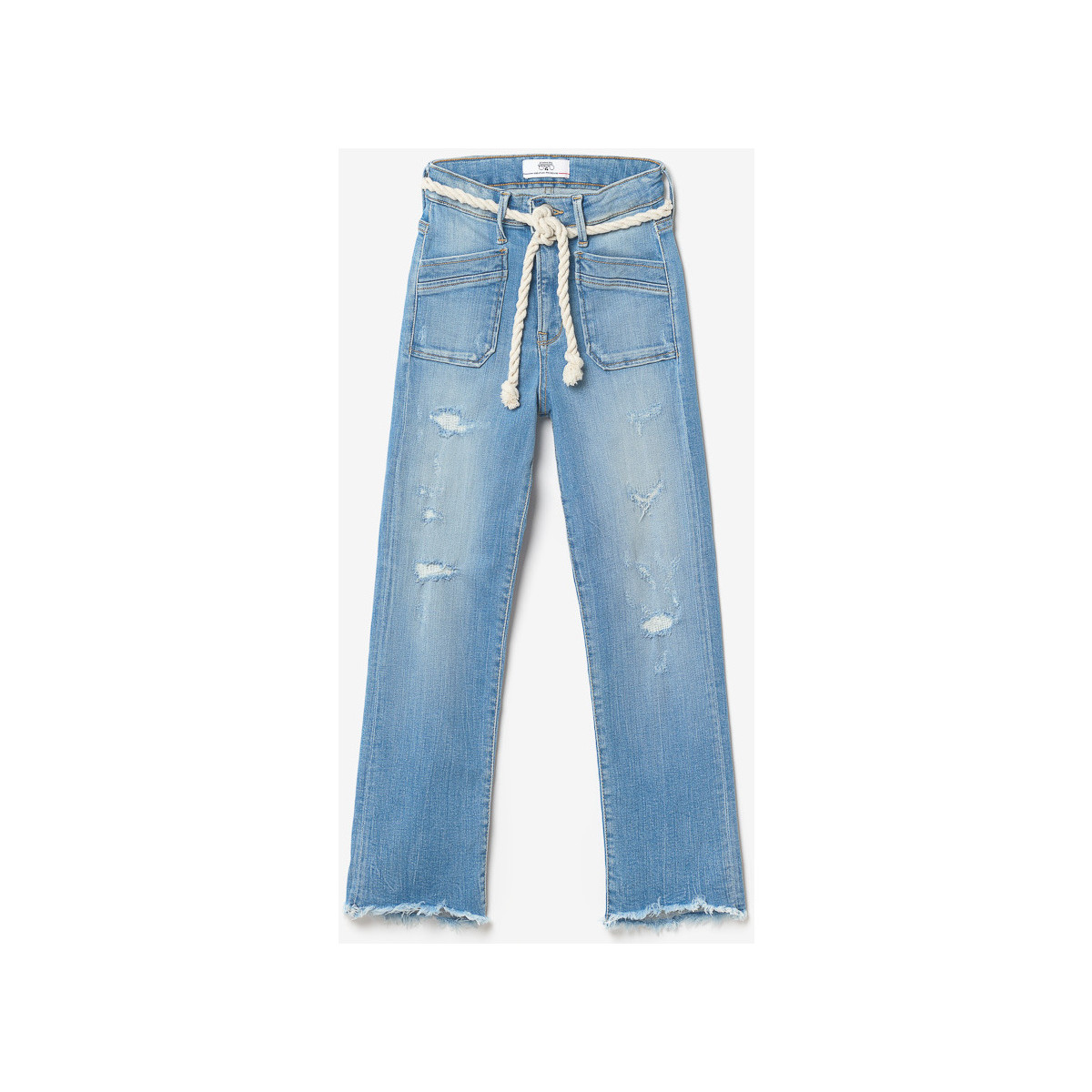 Vêtements Fille Jeans Le Temps des Cerises Precia 7/8ème jeans destroy bleu Bleu