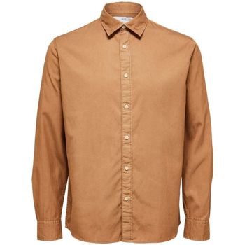 Vêtements Homme Chemises manches longues Selected 16087722 REGPASTEL-TOASTED COCONUT Marron