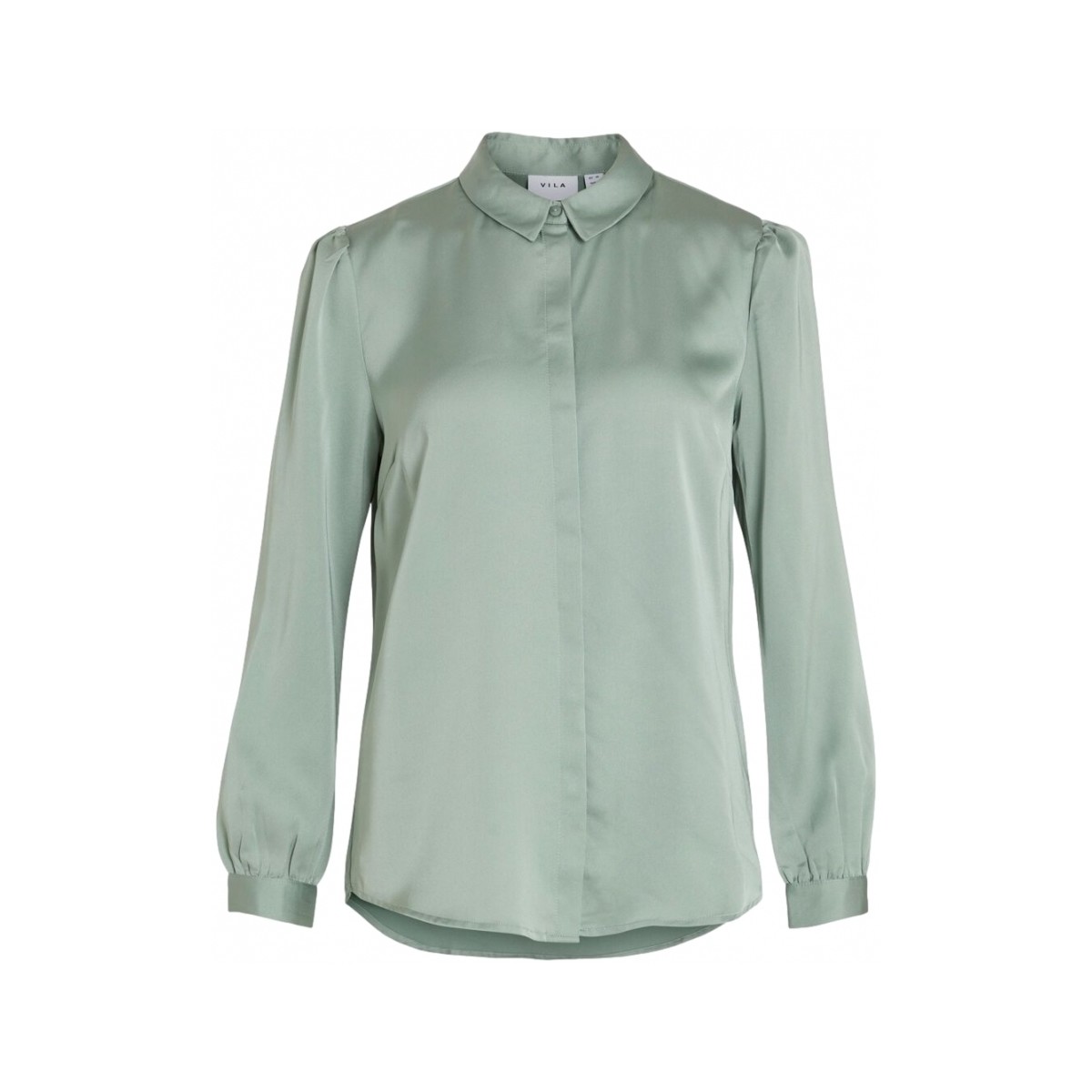 Vêtements Femme Tee-shirt Bleu Métallisé Vila Shirt Ellette Satin L/S - Green/Milieu Vert