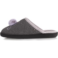 Chaussures Femme Chaussons Isotoner Chaussons mules pompom Gris Chiné
