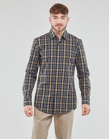Vêtements Homme Chemises manches longues BOSS H-HANK-KENT-C1-214 Noir / Camel / Blanc