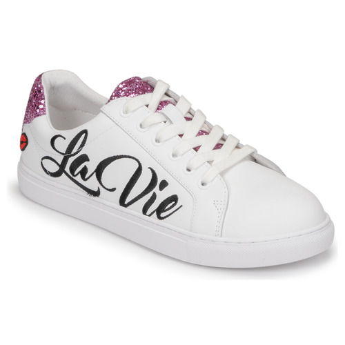 Chaussures Femme Baskets basses Bons baisers de Paname SIMONE LA VIE EN ROSE Blanc / Rose