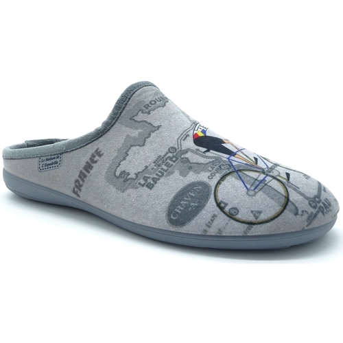 Chaussures Homme Chaussons Coton Du Monde 6790 Gris