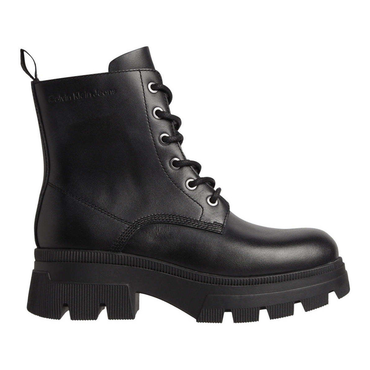 Chaussures Femme Bottines Calvin Klein Jeans chunky combat laceup boot Noir