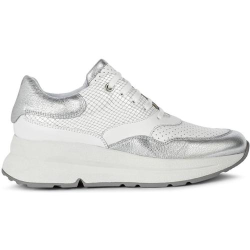 Chaussures Femme Baskets basses Geox D Backsie White Silver Blanc