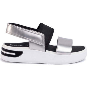 Chaussures Femme Sandales sport Geox silver black casual open sandals Argenté